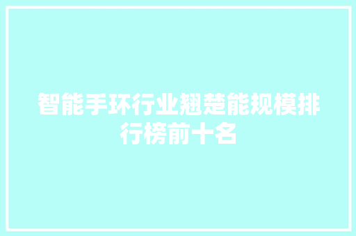 智能手环行业翘楚能规模排行榜前十名