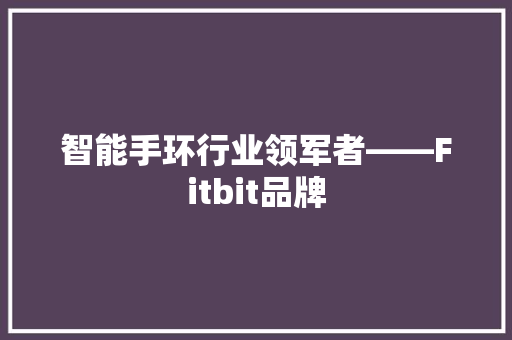 智能手环行业领军者——Fitbit品牌