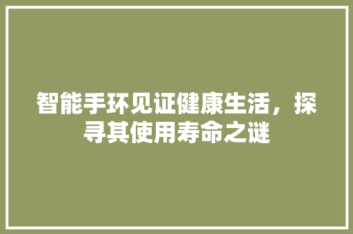 智能手环见证健康生活，探寻其使用寿命之谜