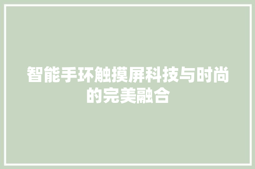 智能手环触摸屏科技与时尚的完美融合  第1张