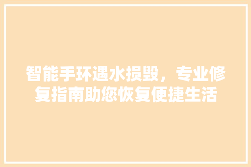 智能手环遇水损毁，专业修复指南助您恢复便捷生活