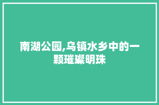 南湖公园,乌镇水乡中的一颗璀璨明珠