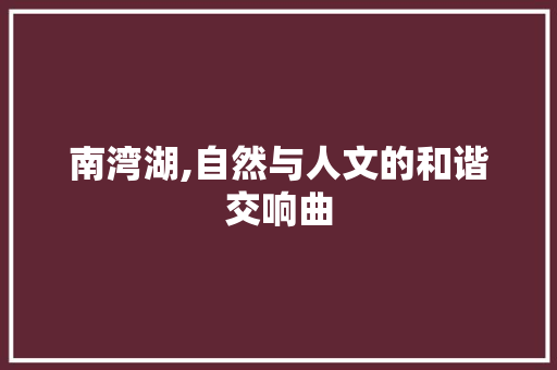 南湾湖,自然与人文的和谐交响曲