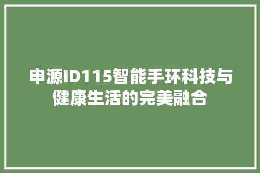 申源ID115智能手环科技与健康生活的完美融合