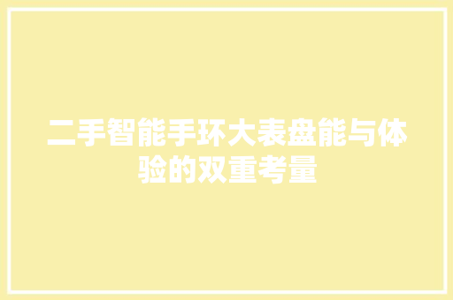 二手智能手环大表盘能与体验的双重考量