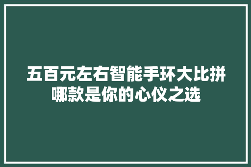 五百元左右智能手环大比拼哪款是你的心仪之选