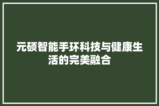 元硕智能手环科技与健康生活的完美融合  第1张