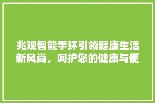 兆观智能手环引领健康生活新风尚，呵护您的健康与便捷生活  第1张