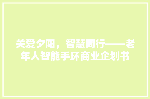 关爱夕阳，智慧同行——老年人智能手环商业企划书