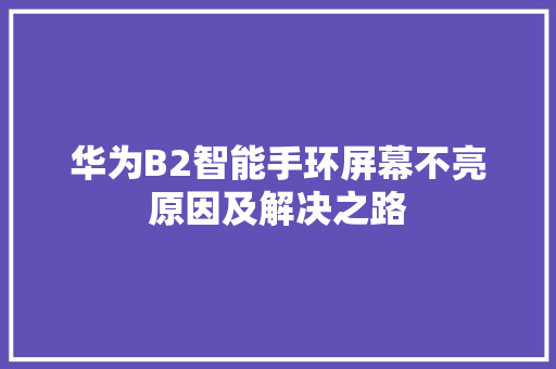 华为B2智能手环屏幕不亮原因及解决之路  第1张