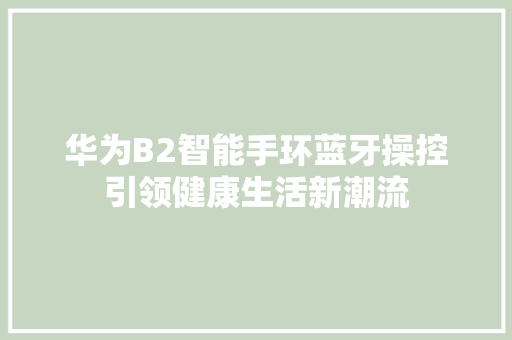 华为B2智能手环蓝牙操控引领健康生活新潮流