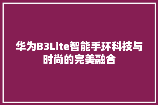 华为B3Lite智能手环科技与时尚的完美融合