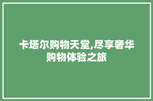 卡塔尔购物天堂,尽享奢华购物体验之旅