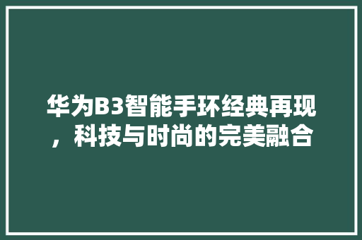 华为B3智能手环经典再现，科技与时尚的完美融合