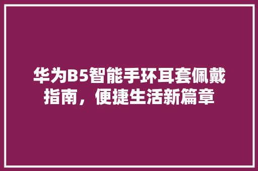 华为B5智能手环耳套佩戴指南，便捷生活新篇章