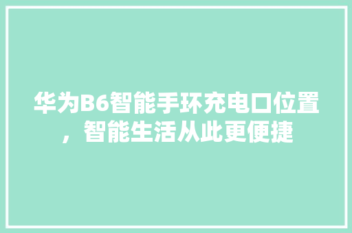 华为B6智能手环充电口位置，智能生活从此更便捷