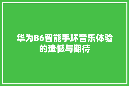 华为B6智能手环音乐体验的遗憾与期待