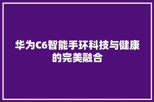 华为C6智能手环科技与健康的完美融合  第1张