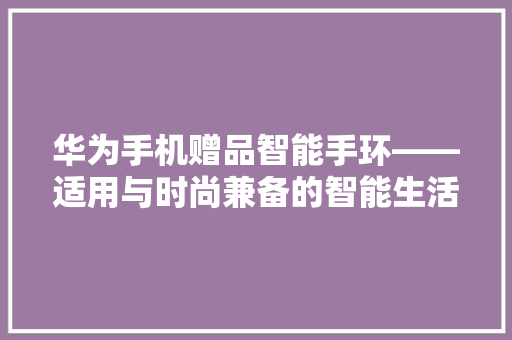 华为手机赠品智能手环——适用与时尚兼备的智能生活助手