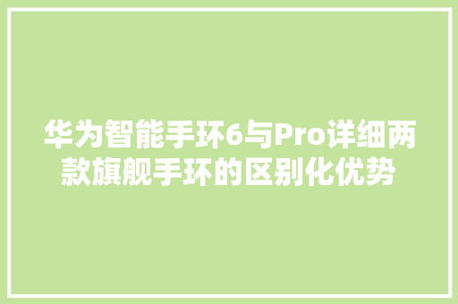 华为智能手环6与Pro详细两款旗舰手环的区别化优势