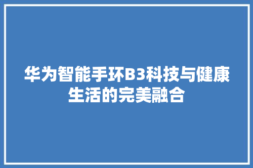 华为智能手环B3科技与健康生活的完美融合