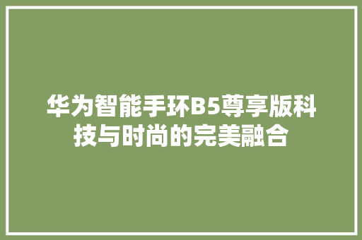 华为智能手环B5尊享版科技与时尚的完美融合