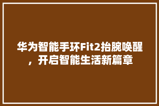 华为智能手环Fit2抬腕唤醒，开启智能生活新篇章