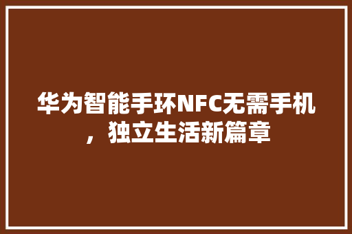 华为智能手环NFC无需手机，独立生活新篇章