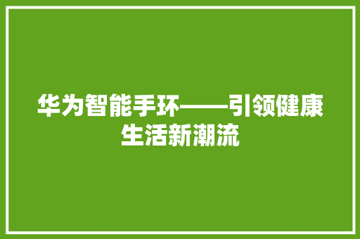 华为智能手环——引领健康生活新潮流