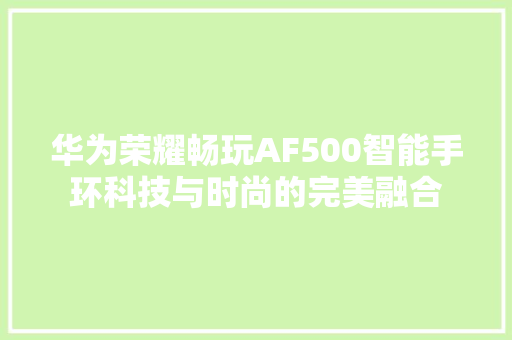 华为荣耀畅玩AF500智能手环科技与时尚的完美融合