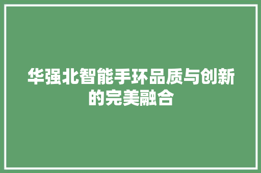 华强北智能手环品质与创新的完美融合