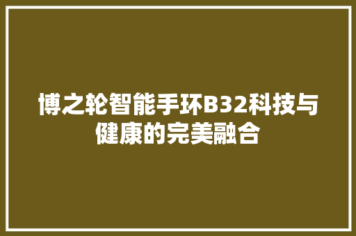 博之轮智能手环B32科技与健康的完美融合