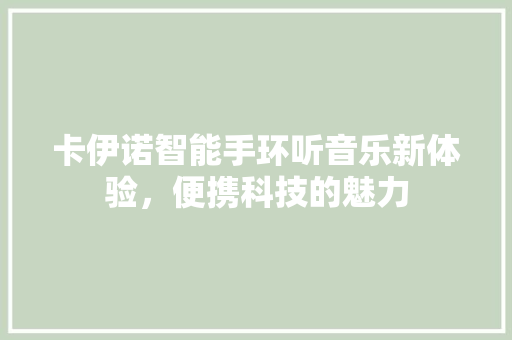 卡伊诺智能手环听音乐新体验，便携科技的魅力