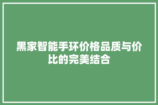 黑家智能手环价格品质与价比的完美结合