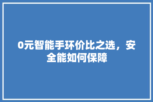 0元智能手环价比之选，安全能如何保障