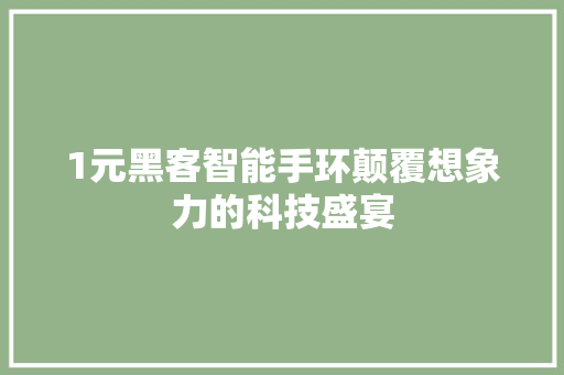 1元黑客智能手环颠覆想象力的科技盛宴