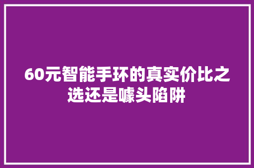 60元智能手环的真实价比之选还是噱头陷阱