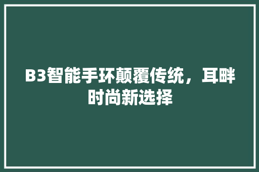 B3智能手环颠覆传统，耳畔时尚新选择