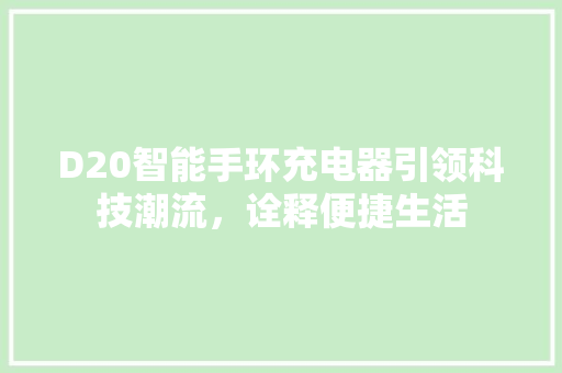 D20智能手环充电器引领科技潮流，诠释便捷生活