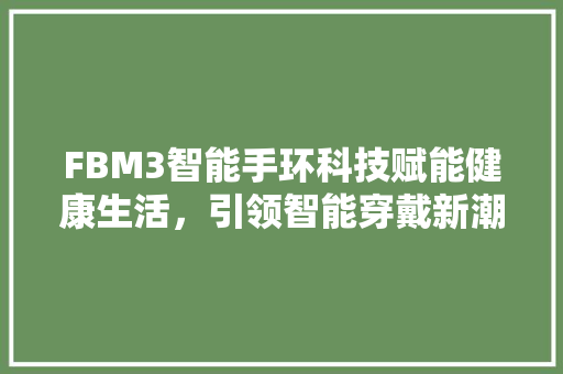 FBM3智能手环科技赋能健康生活，引领智能穿戴新潮流