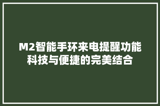 M2智能手环来电提醒功能科技与便捷的完美结合