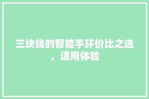 三块钱的智能手环价比之选，适用体验