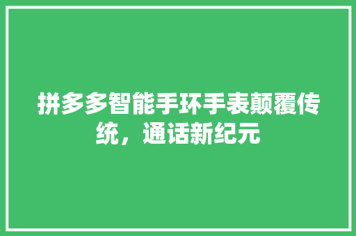 拼多多智能手环手表颠覆传统，通话新纪元