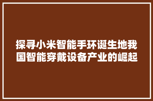 探寻小米智能手环诞生地我国智能穿戴设备产业的崛起