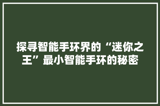 探寻智能手环界的“迷你之王”最小智能手环的秘密  第1张