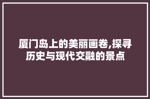 厦门岛上的美丽画卷,探寻历史与现代交融的景点