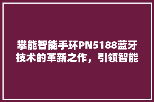 攀能智能手环PN5188蓝牙技术的革新之作，引领智能穿戴潮流