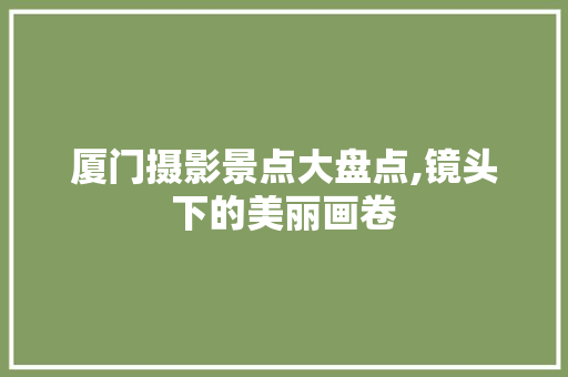 厦门摄影景点大盘点,镜头下的美丽画卷