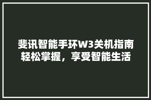 斐讯智能手环W3关机指南轻松掌握，享受智能生活