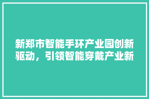 新郑市智能手环产业园创新驱动，引领智能穿戴产业新潮流